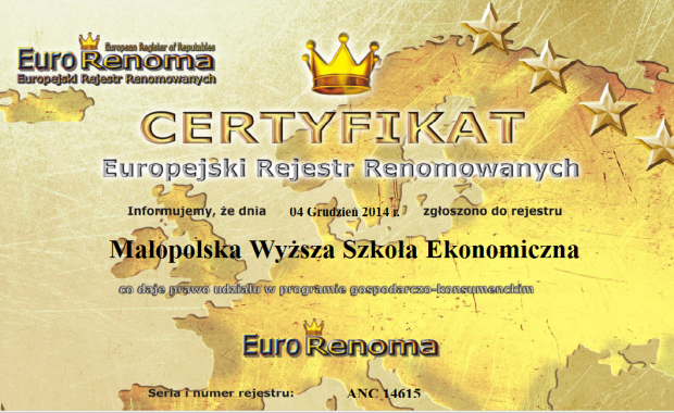 Europejski Rejestr Renomowany certyfikat dla MWSE